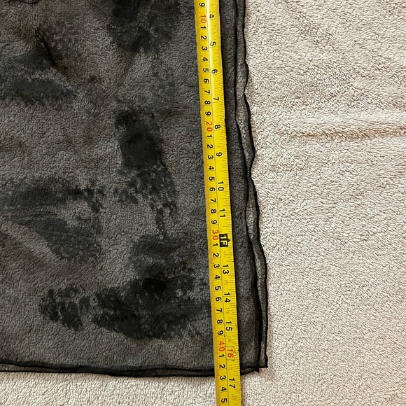 Black Chiffon Poodle scarf Whimsigoth hand rolled edges.17 x51” - Picture 4 of 4